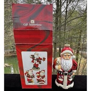 Vintage Hand Crafted Glass Ornament Santa 9” Tall Mint In Box! Beautiful! -CH9